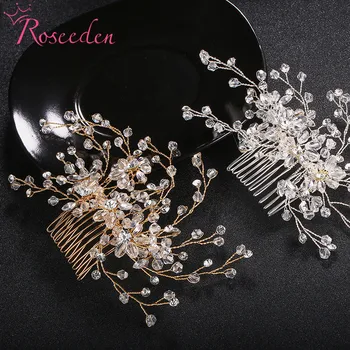 

Romantic Floral Beads Wedding Hair Combs Accessories Jewelry Bridal Girls Rhinestone Hair Comb Princess Hairpieces RE3385