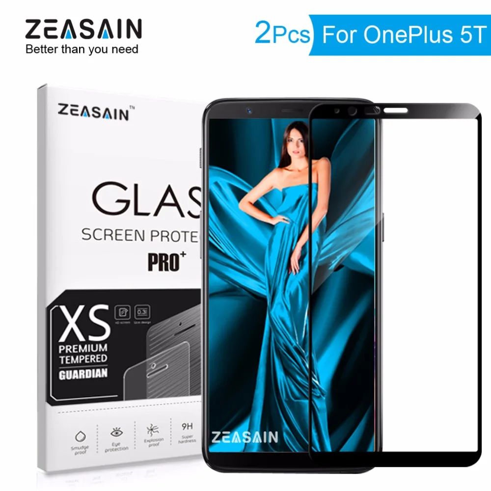 Защитное стекло ZEASAIN 2.5D закаленное с полным покрытием для OnePlus 5 T OnePlus5T One Plus 9H 2