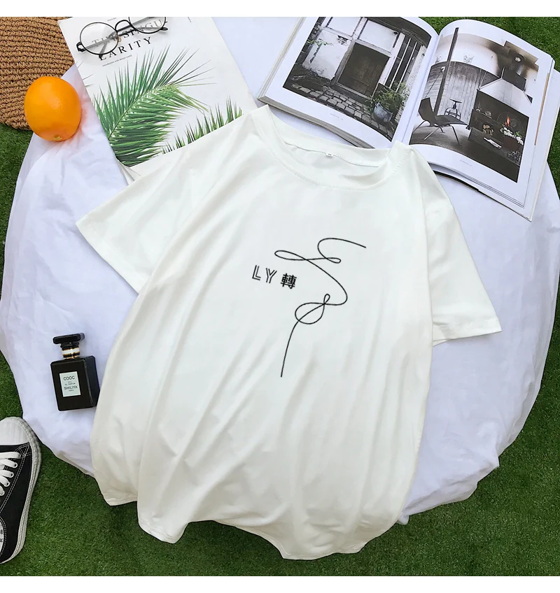 Summer New Kpop T-shirt Harajuku Short Sleeve Tee Shirt Femme Fashion Casual Korean Tumblr Women T Shirt Tops Streetwear Clothes (6)