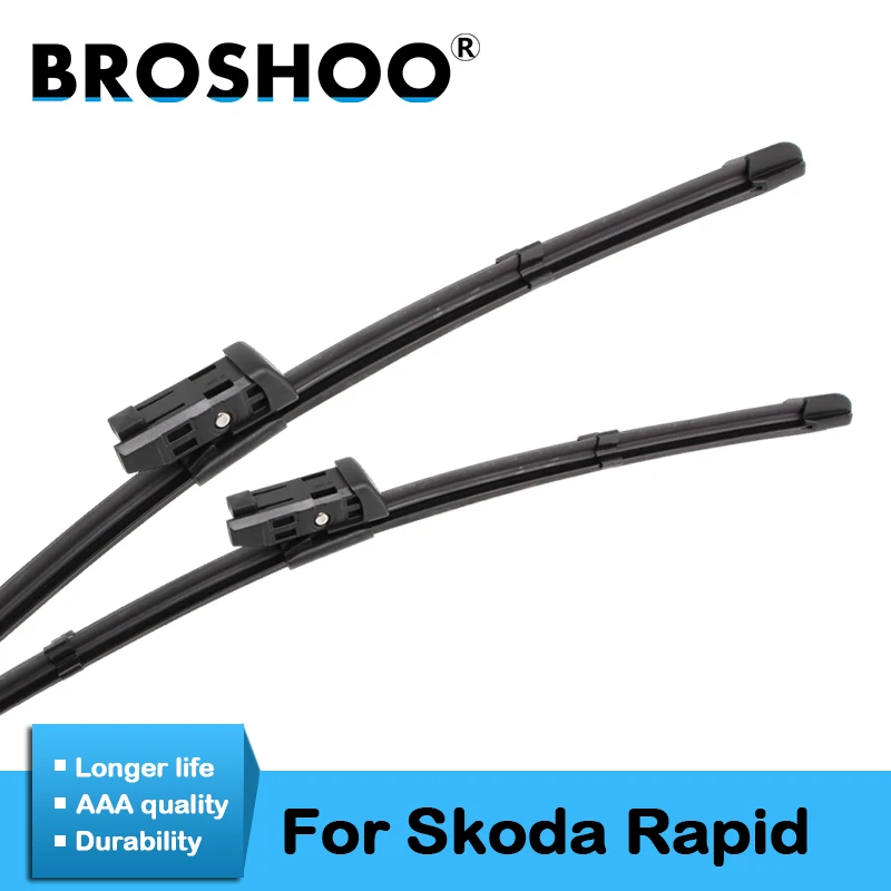 

BROSHOO Auto Accessories Wiper Blades Natural Rubber For Skoda Rapid 24"&16" ,Fit Push Button Arm 2012 2013 2014 2015 2016