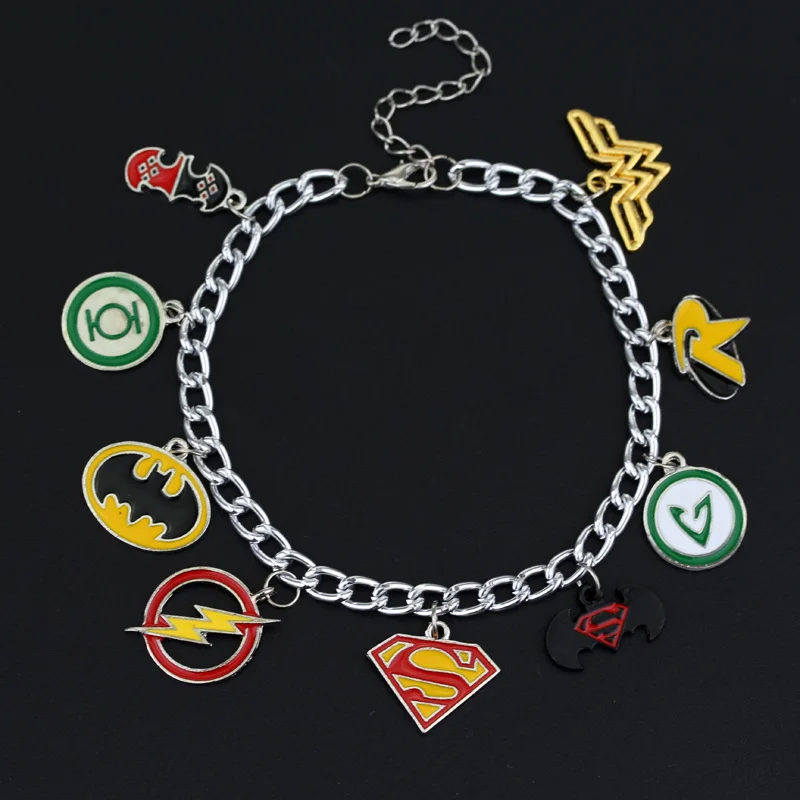 Супергерой Marvel Мстители эмалированный логотип Капитан Америка Железный человек Дэдпул щит чудо-Женщины Очаровательный браслет для женщин - Окраска металла: B063