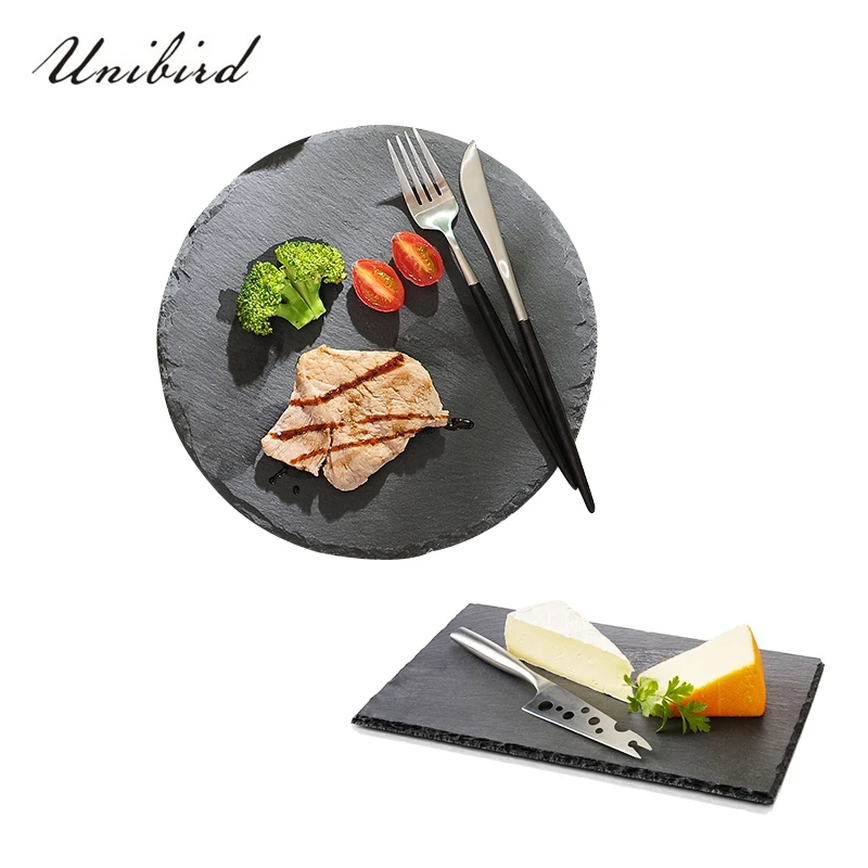 

Unibird 1Pc Western Natural Slate Steak Pasta Plate Solid Stone Sushi BBQ Dishes Dessert Fruit Pizza Food Flat Coffee Tea Tray