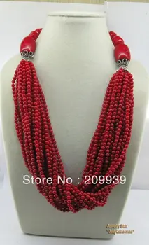 

free shipping 0026 Unique Style 20nch Gem Stone Red Coral&Tibetan Silver Beads Necklace