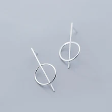 MloveAcc Популярные 925 пробы серебро геометрический круг и бар серьги гвоздики для женщин Мода стерлингов серебряные ювелирные изделия