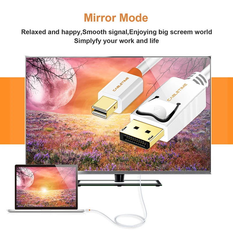 NEW CABLETIME Mini Display Port to Display Port CableThunderbolt to DP HD Cable Mini DisplayPort DP For Macbook C053