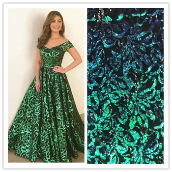 

nigerian lace fabrics 5yards fashion african lace fabric with sequin flower design high quality green sequin fabric wedding