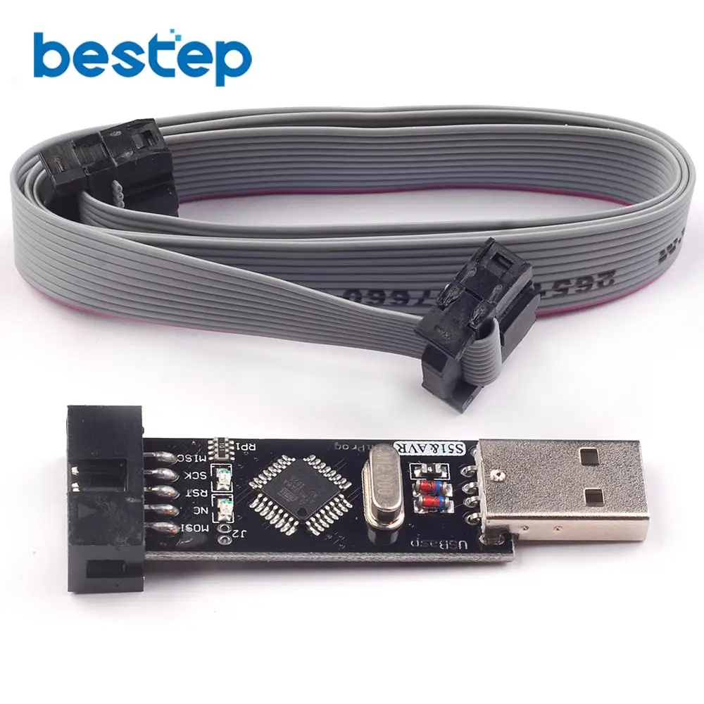 USB программатор USBASP/USBISP + STK500 10Pin 6Pin адаптер 3 В/5 В AVR ATMEGA128 ATMEGA8 USBASP USBISP AVRISP|avr