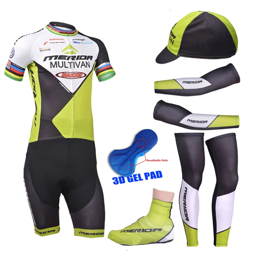 

7 Pieces / lot 100% polyester PRO BIKE WEAR CYCLING SHIRTS shorts set team 2015 Merida Cycling jersey bike shorts suit