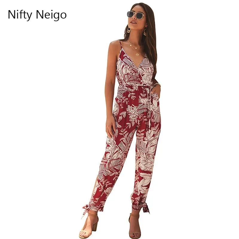 Nifty Neigo пляжный сексуальный комбинезон для женщин Boho шикарный растительный принт