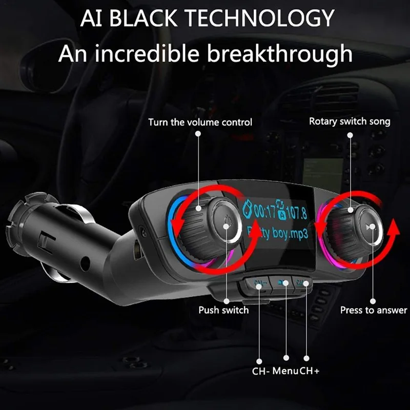 Автомобильный MP3-плеер VicTsing, fm-передатчик BT06, Bluetooth 4,0, mp3-плеер, гарнитура, Bluetooth, автомобильный комплект, радио, аудио адаптер, 5 В, 2.1A