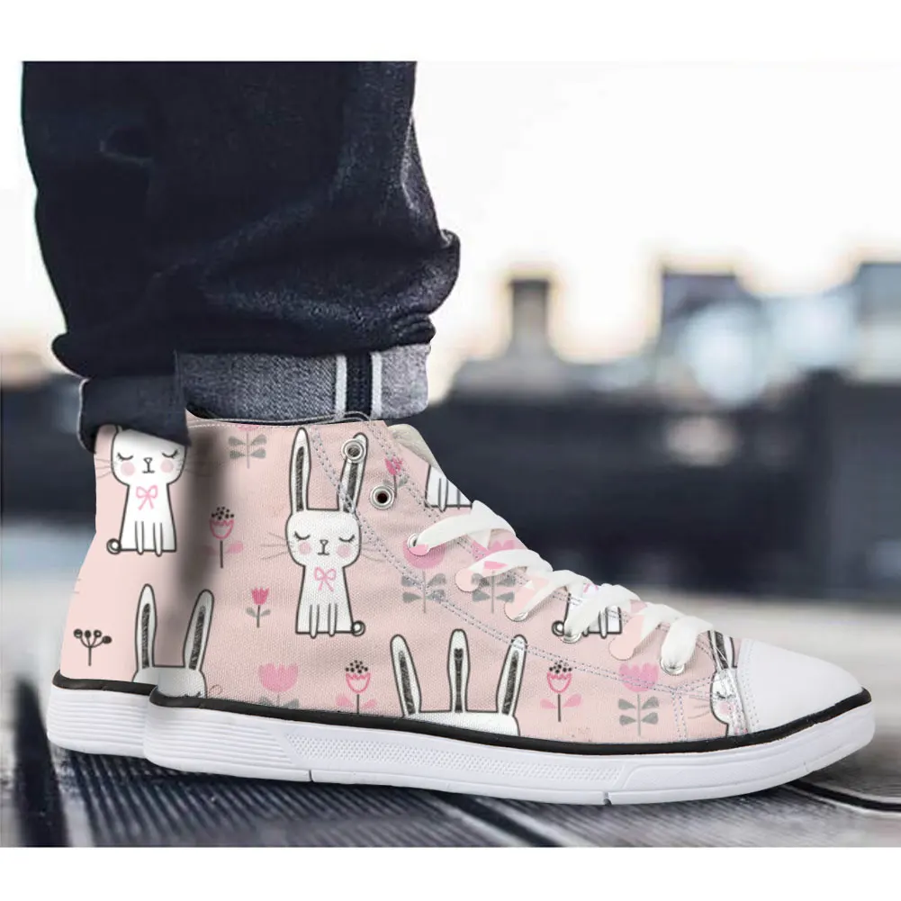 

Rabbit Pattern Printing High Top Women's Vulcanized Shoes Casual Sneakers for Teenager Girls Flats Canvas Shoes