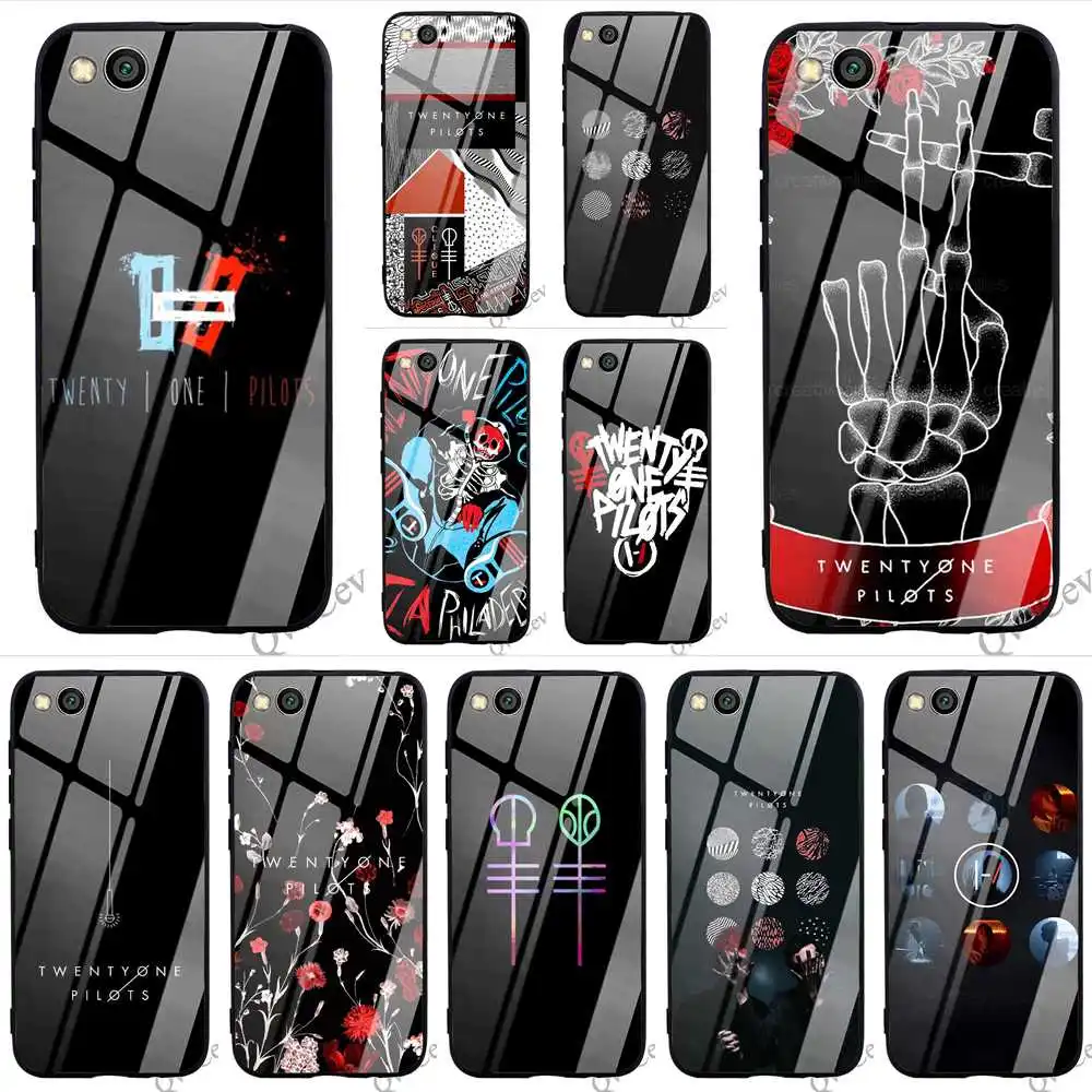

Colorful Twenty One Pilots Tempered Glass Phone Case for Xiaomi 8 Cover A1 A2 9 F1 Lite Redmi Note 7 Pro 4X 6A 5 6 Cases Skin