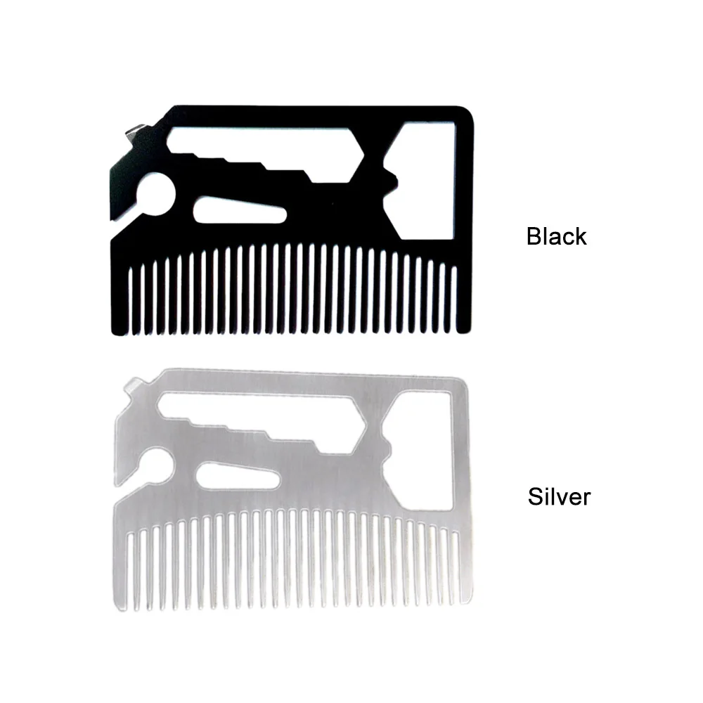 Многофункциональный гребень для бороды, кошелек, гребень из нержавеющей стали, открывалка для бутылок, гаечный ключ, отвертка, нож, лезвие