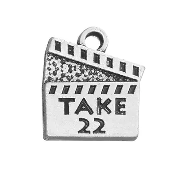 

RAINXTAR Fashion Alloy Vintage Movie Action Board Shape Charms With TAKE 22 Stamped Pendant Charms 16*18mm 50pcs AAC1428