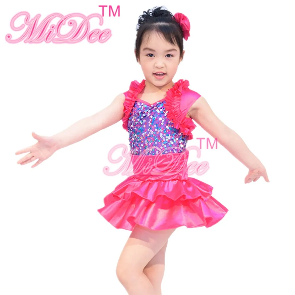 

MiDee Jazz Dance Costumes Sequins Satin Dresses Outfits Dance Costumes Lovely Costume for Girls