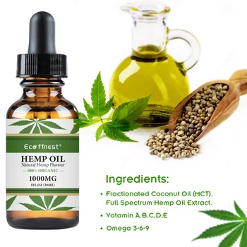 

30ml Hemp Seed Oil Essential Oil Natural Anti--Inflammatory Skin Care Massage Pain Relief Anti Anxiety With 1000mg/5000mg/2500mg