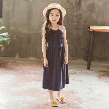 

2018 New Pattern Children's Garment Summer Korean Seaside On Vacation Camisole Pure Cotton Girl Dress