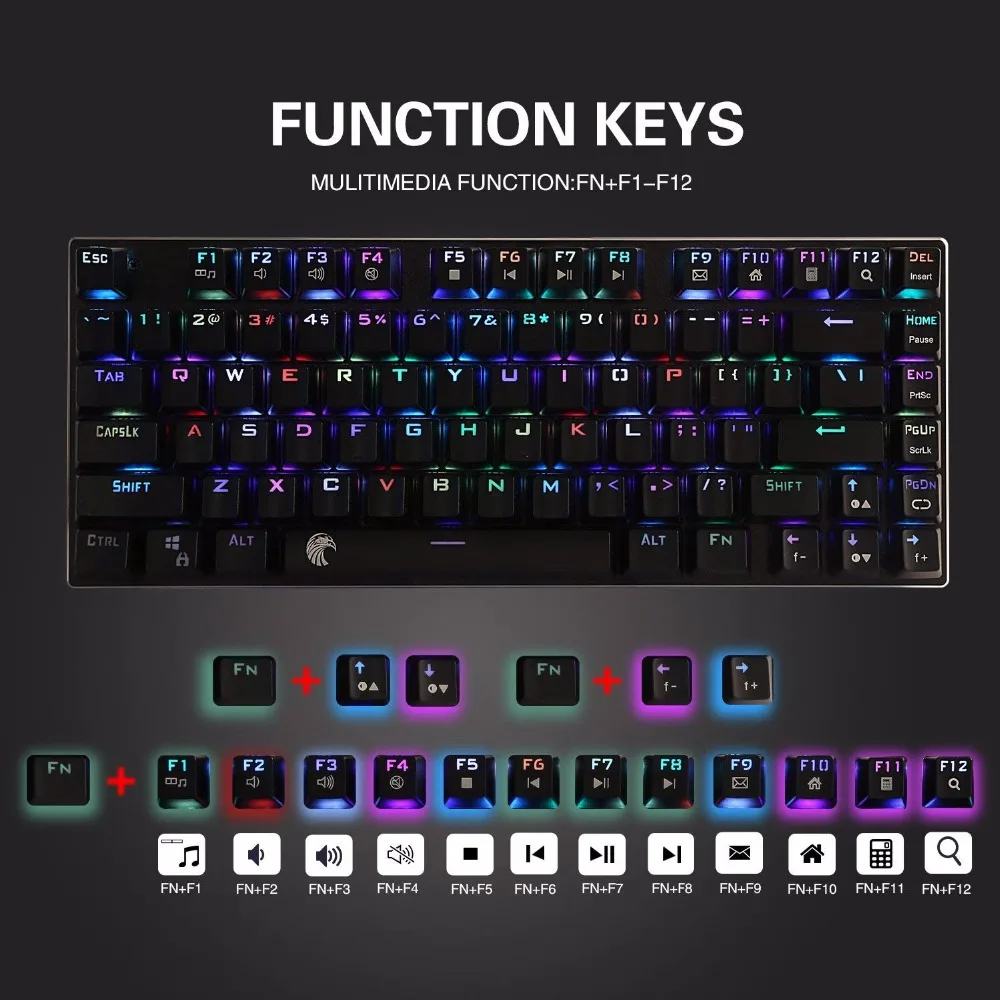  RGB Mechanical Gaming Keyboard Red Switch - Linear Quiet LED Backlit Water Resistant Compact 81 Key