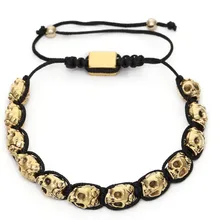 Faitheasy индивидуальность золото древнее серебро человеческий скелет головы ручное плетение панк ветер браслет