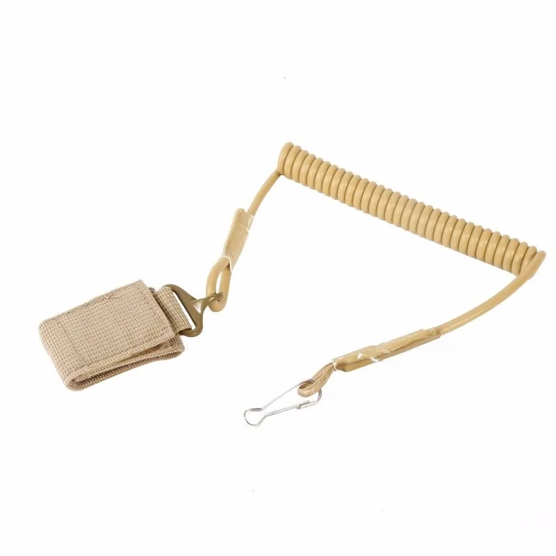 

2 PCS Adjustable Tactical Pistol Hand Gun Secure Spring Lanyard Sling with Belt Velcro Outdoor Combat Gear black tan or color