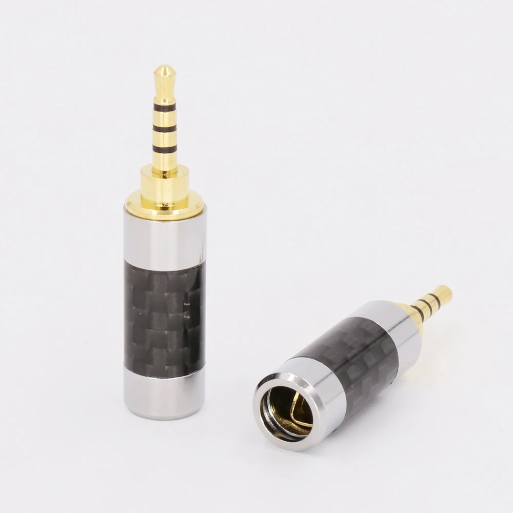 2pcs carbon fiber Gold plated 4pole 2 5mm Stereo Headphone Plug 2 5mm stereo Male Repair headphone Jack Plug Audio Soldering