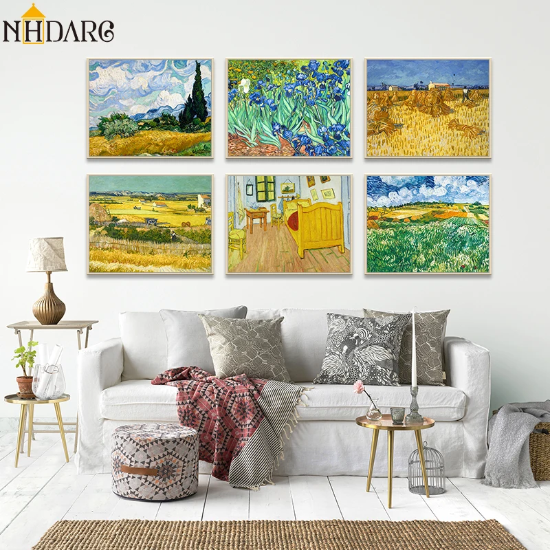 Vincent van Gogh коллекция работ пейзаж холст художественный принт постер настенные
