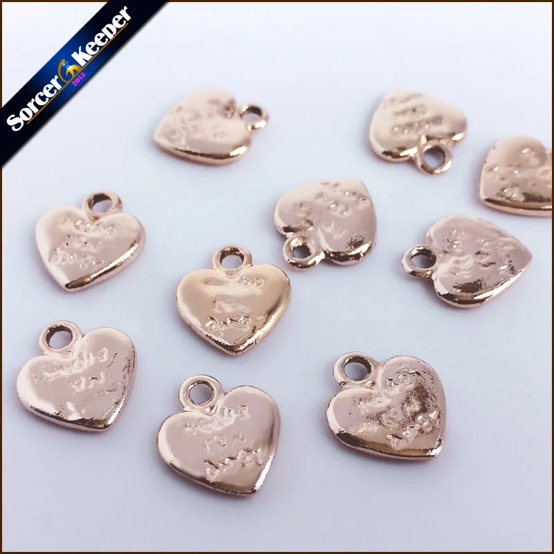 Wholesale Charms Fine Jewelry 30PCs 11*12 mm KC Gold Tone Heart Shaped