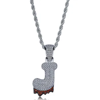 

OMYFUN Hip Hop J Bubble Letters Fashion Men Pendant Necklace A-Z 26 Alphabets Bijoux Cool Bling Jewelry letra burbuja semijoyas