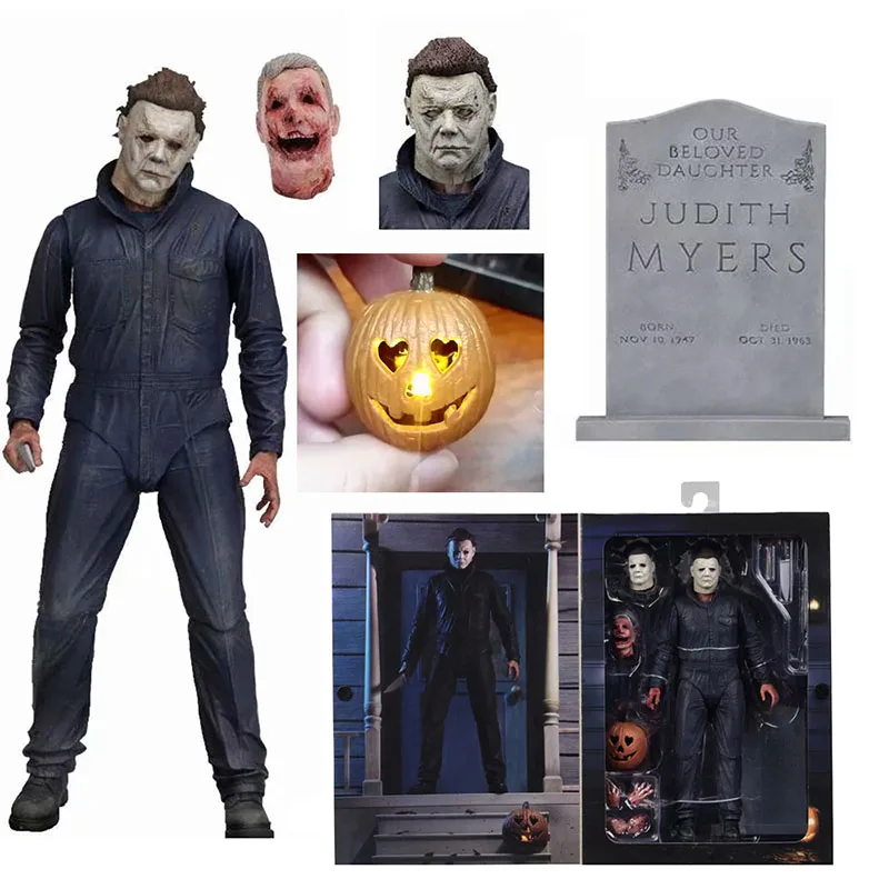 

Pumpkin With Led Light Halloween Ultimate Michael Myers PVC Action Figure Model Toy Doll Gift