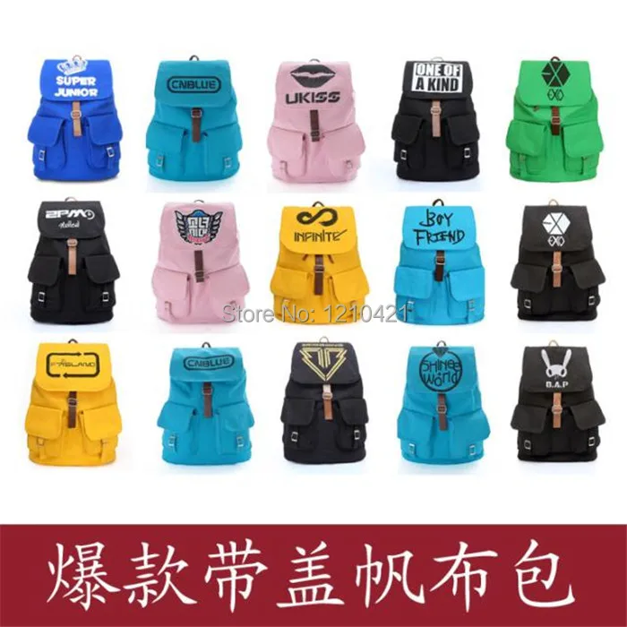

1Pcs Fashion New KPOP Backpack Rucksack Canvas EXO BIGBANG SJ Travel Satchel Shoulder Bag School Bookbags
