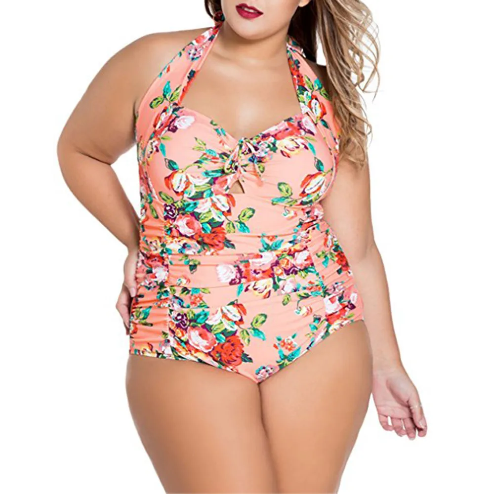 Women One Piece Plus Size Print Bikini 2019 Hot Swimsuit Brazilian Sling Beachwear Thong 