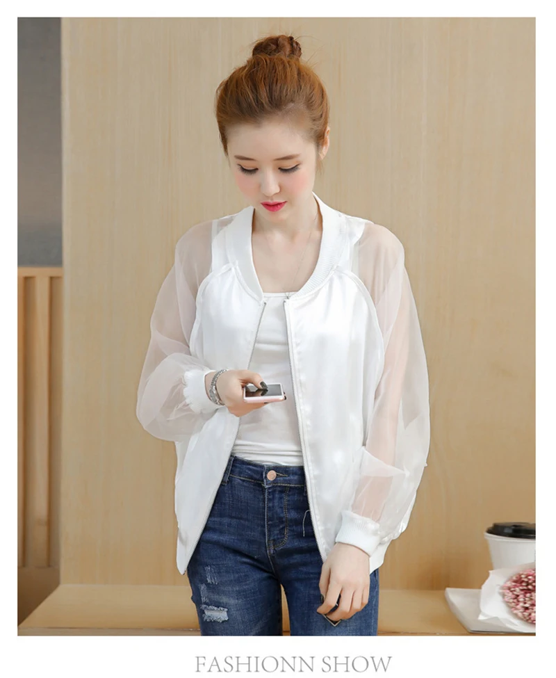 Women Jacket Pink Stand Collar Mixed Media Zipper Bomber Jacket Korean Sunscreen Baseball Uniform Loose Women Jacket D8A33 (11)