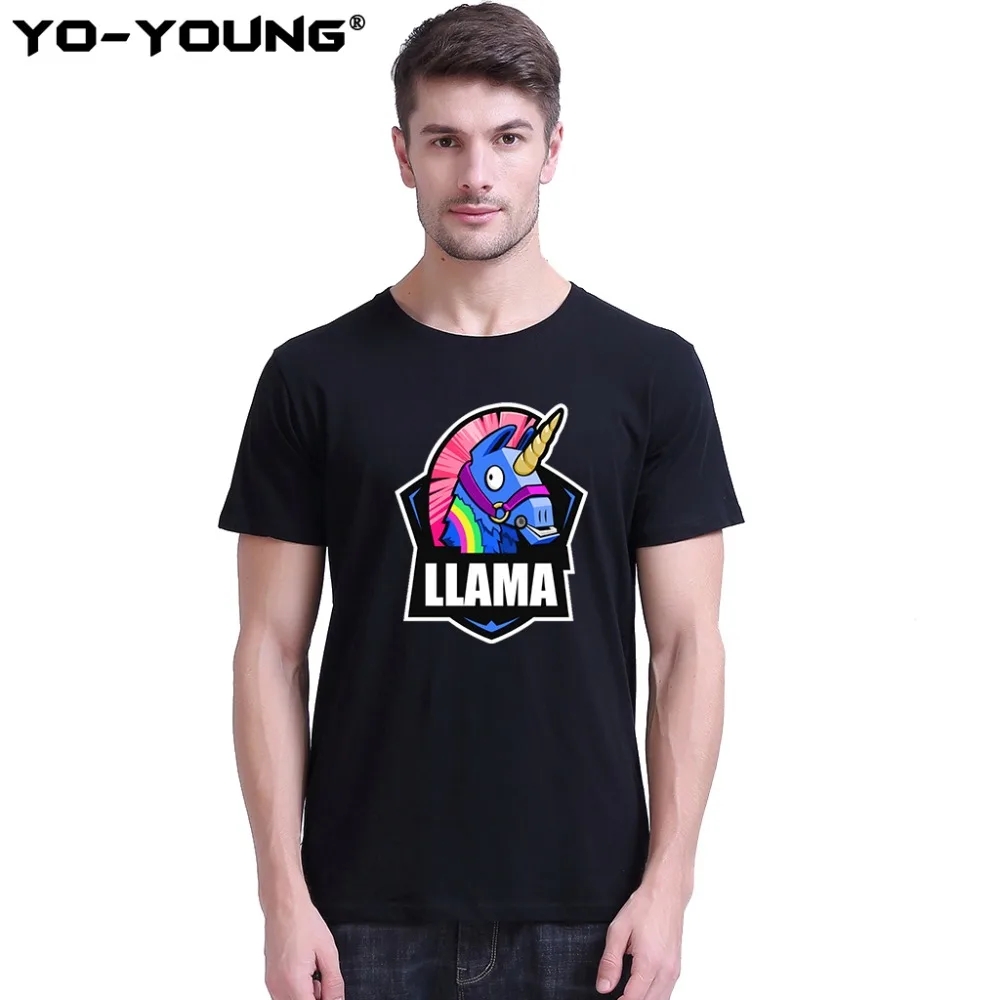 Yo-Young Men T-Shirt Funny LLAMA LOGO Print Game Fans T Shirts 100% Combed Cotton Casual Summer Top Tees Homme camisetas hombre | Мужская