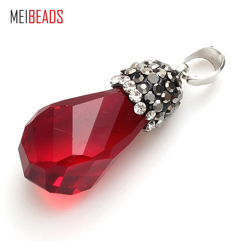 MEIBEADS модный красный ромбовидный Кристальный кулон для ожерелья и браслета