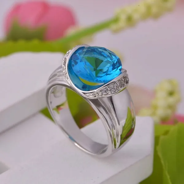 Bague Синий Обручальные Кольца Сувенирной Моды RingRomantic серебряный австрийский хрусталь женский палец кольца ювелирные изделия подарок на день рождения J125 кольца женские бижутерия женское