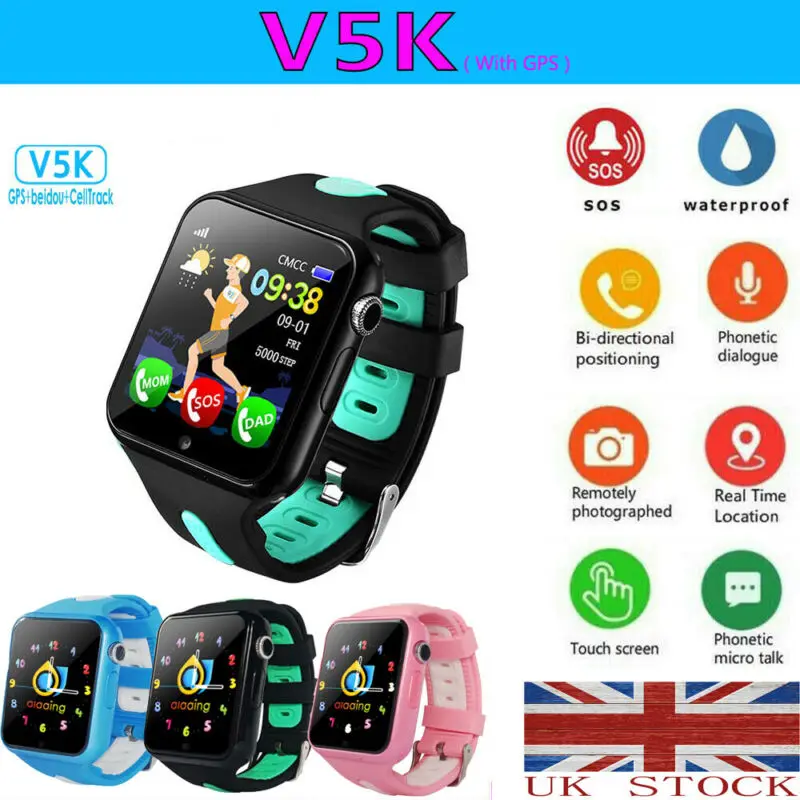 

V5K Kids Smart Watch GPS GSM Locator Touch Screen Tracker Phone Call Alarm Step Counter with Camera For Kids Children