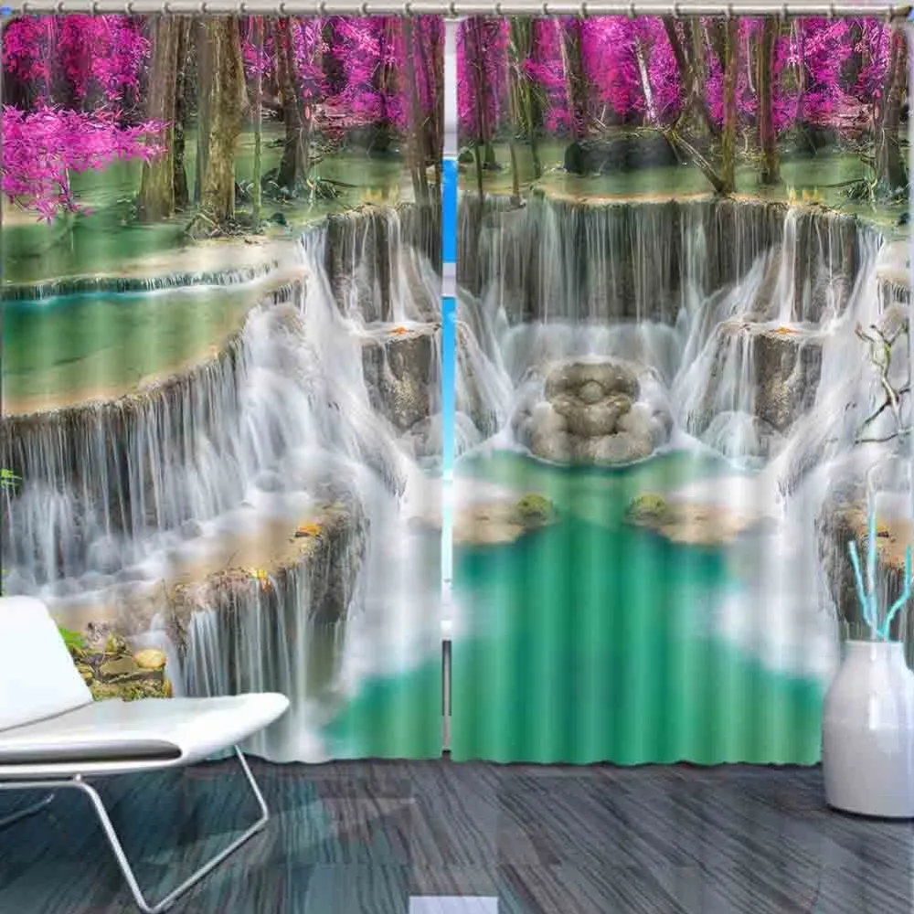Красивый кленовый лес Водопад 3D окна занавески s Гостиная занавески в спальню Rideaux завод индивидуальные размер занавески для душа