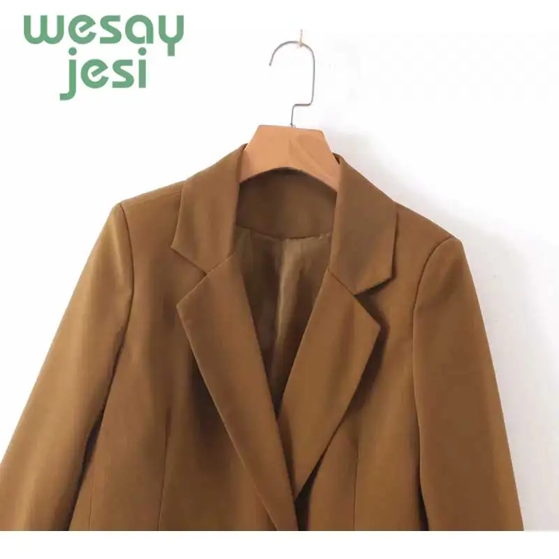 Vintage Bouble Breasted Plaid Women Blazer Pockets Jackets Female Retro Suits Coat Leisure Khaki Blazer Loose Coat Streetwear Vintage Bouble Breasted Plaid Women Blazer Pockets Jackets Female Retro Suits Coat Leisure Khaki Blazer Loose Coat Streetwear