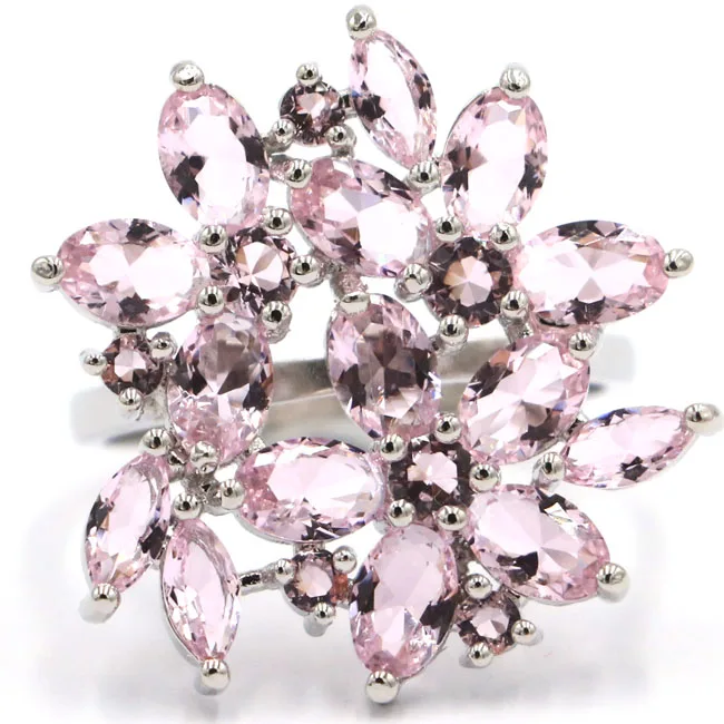 

8.0# Pretty Pink Kunzite SheCrown Ladies Present 925 Silver Ring 27x25mm