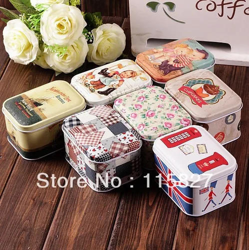 

Free Shipping! 6pcs/lot Fashion Design Gift Tin Box Multi-use Storage Box Retro Style Jewelry Case mini container