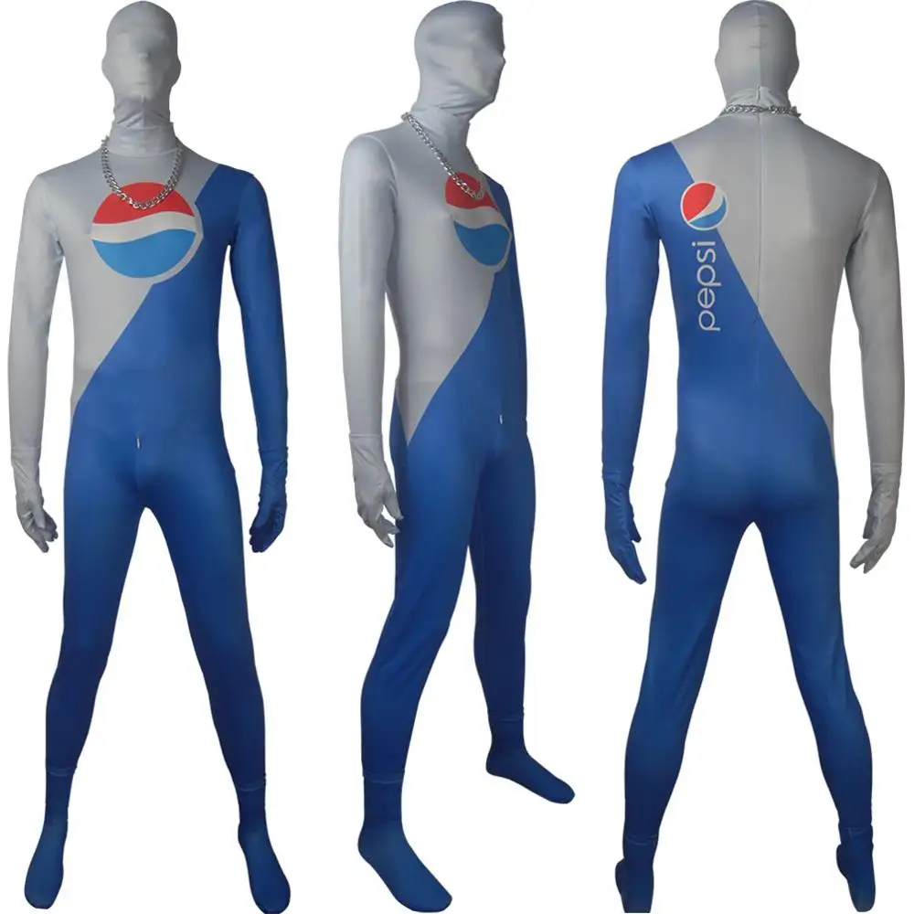

Kids adults Pepsiman video game suit cosplay Pepsi mascot superhero jumpsuit zentai Halloween costume X'mas Valentine's day