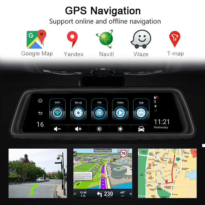 4G 4-канальный Android 2GB ram Автомобильный видеорегистратор ADAS 10 ''зеркало заднего вида камера gps 1080P видео рекордер видеорегистратор со специальным кронштейном V9