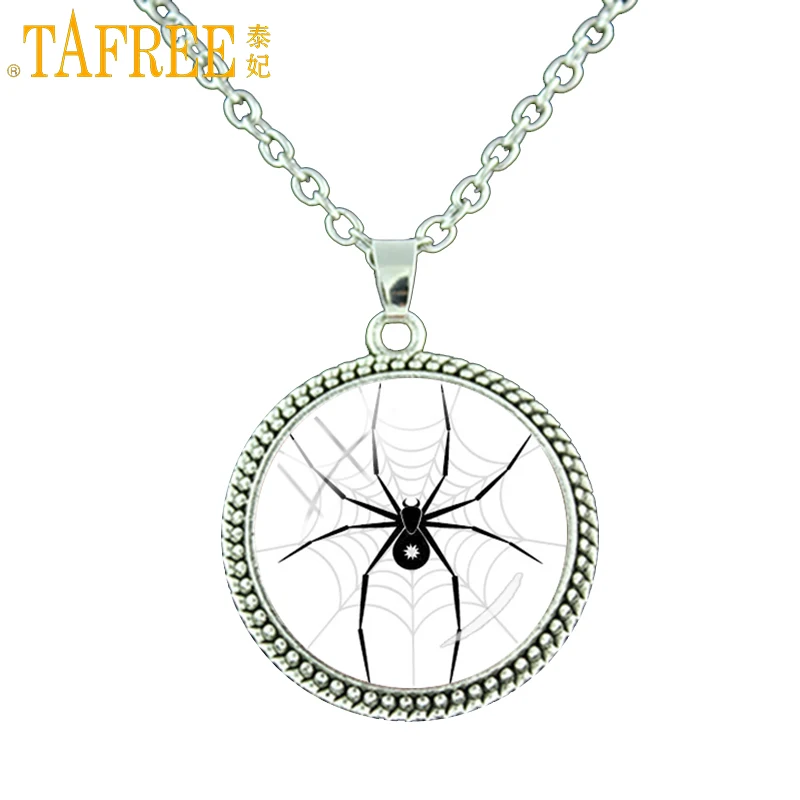 

TAFREE vintage design insect spider pendant chain necklace redback spider black widow women men necklace jewelry E874