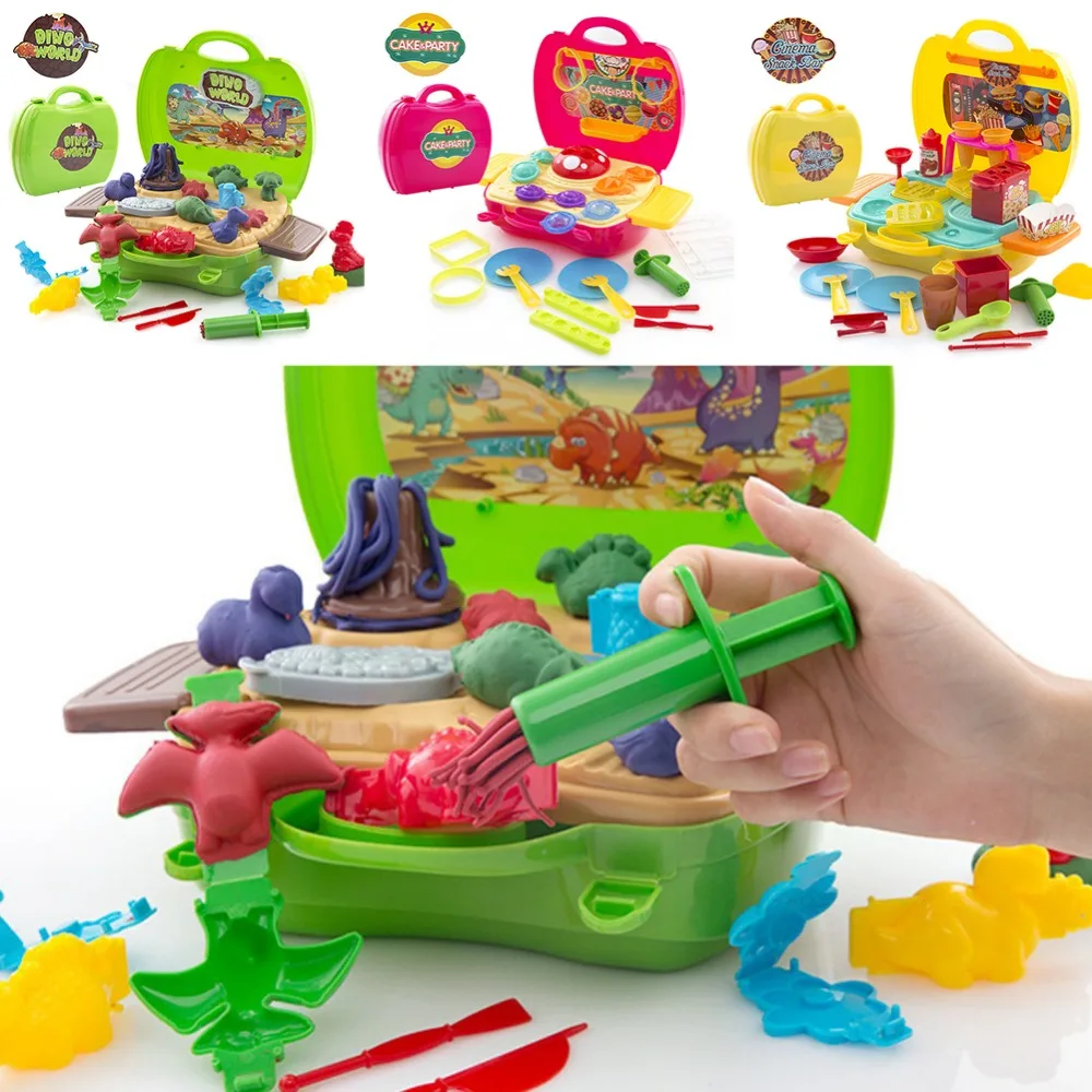 Ручной работы антисушки 3D цветной Пластилин Глина детский дом игра чемодан головоломки игрушки набор