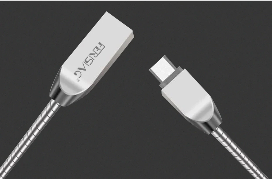 FERISING 2.4A пружинный Металлический Micro USB кабель 1 м Micro USB кабель для передачи данных Универсальный Android телефон зарядное устройство кабель для samsung, Xiaomi, htc
