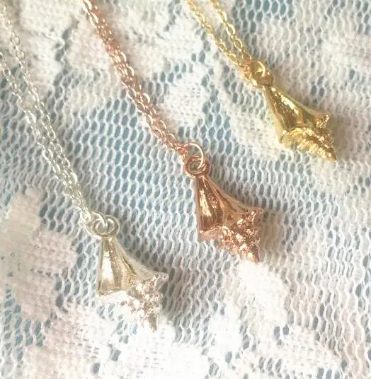 animal metal alloy Gold Seashell Necklace Shell Spiral Swirl Sea Snail