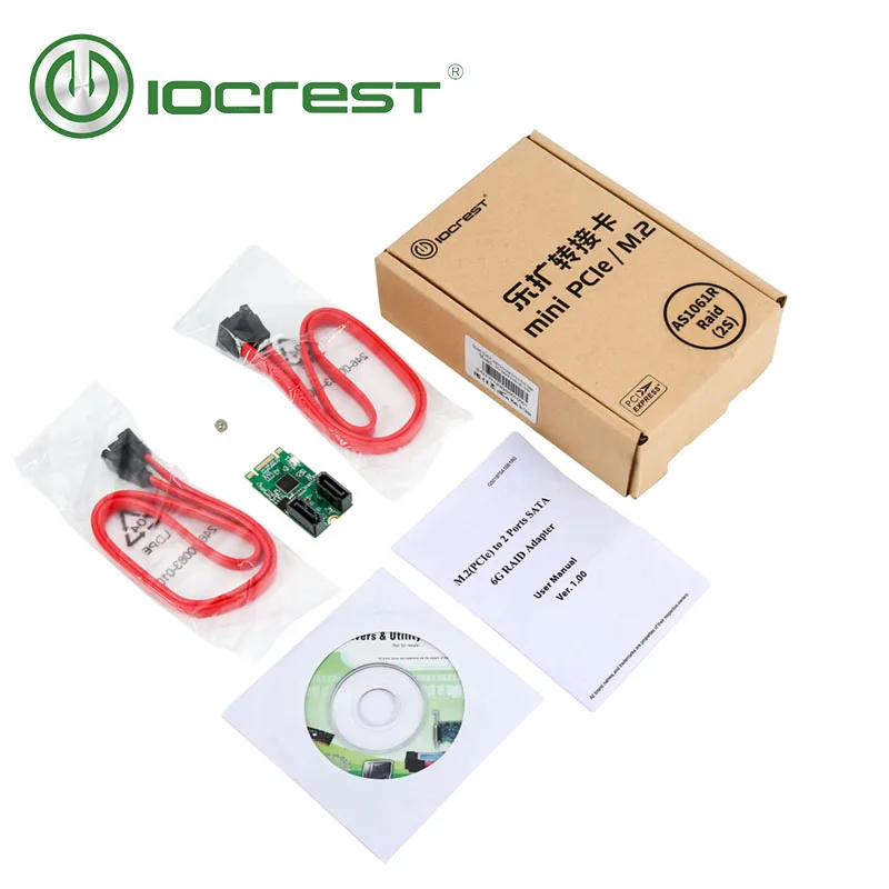  Adaptador RAID iocreest m2 (PCIe) a 2 puertos SATA 6G
