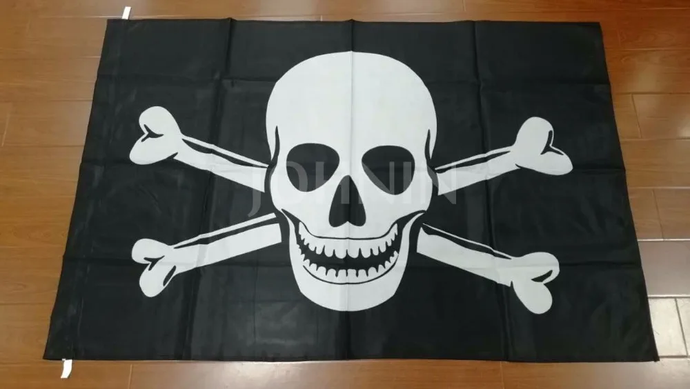 

johnin knitted polyester hanging 90*135cm Skull Cross bones Pirates Flag