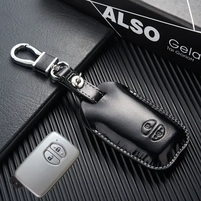 Leather Key Fob Cover Holder for Toyota Land Cruiser Prado 150 LC200