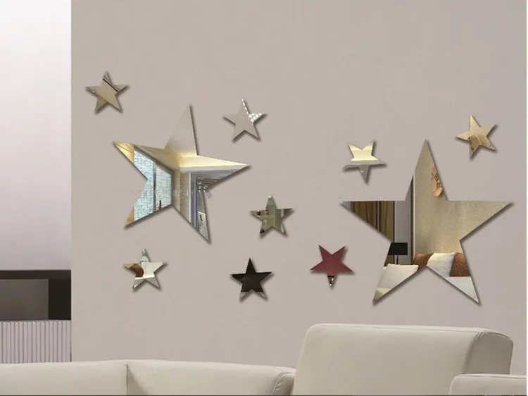 Купить 20 шт. Звезда Искусство Зеркало Стена Стикер Акриловая Поверхность Наклей